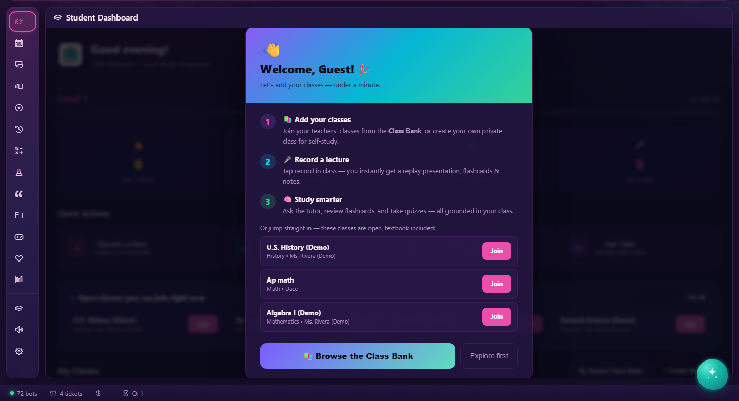 The Little Monsters student dashboard